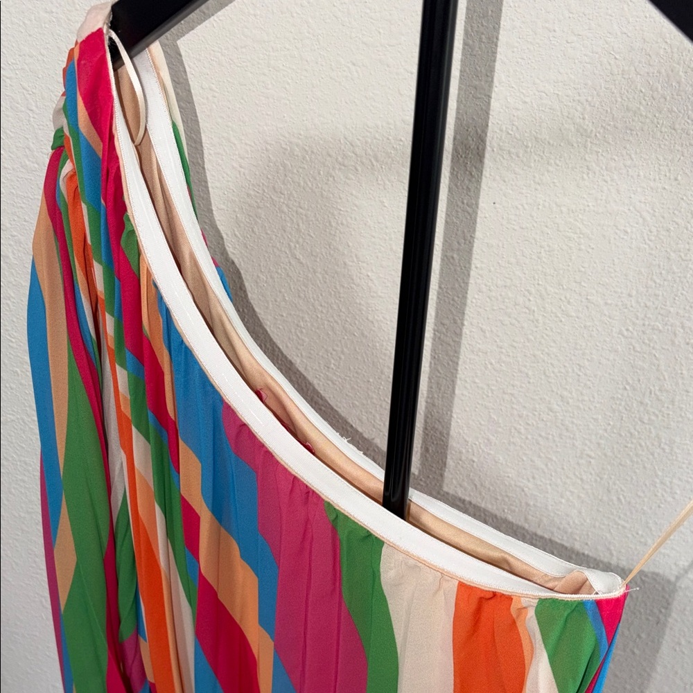 Colorful Striped One-Shoulder Dress - Picture 7 of 15